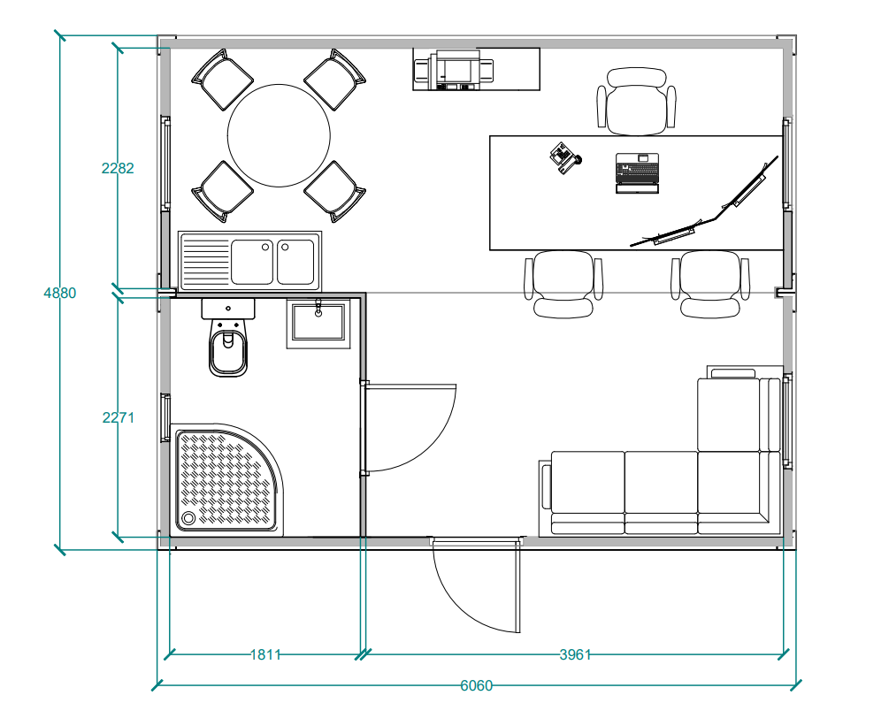 Dupla 20 lábas irodakonténer szaniter helyiséggel